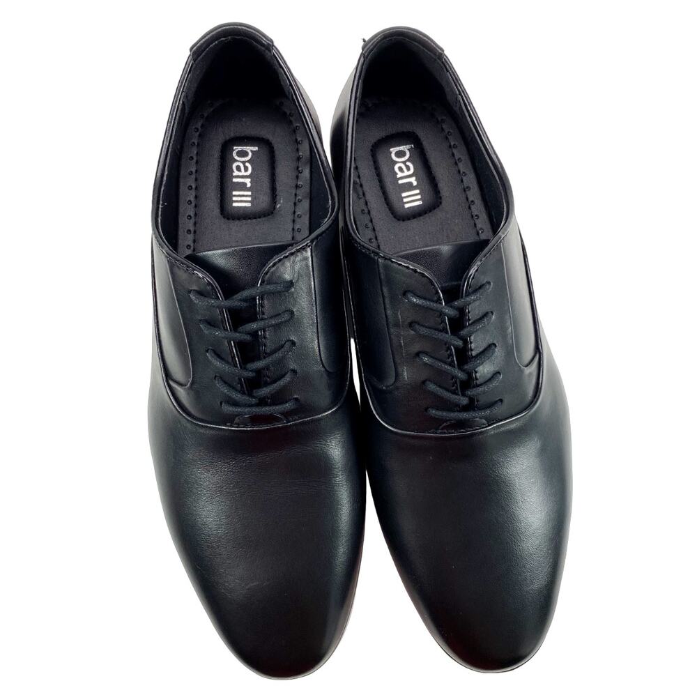 Bar III Warner Black Leather Upper Plain Toe Oxford Mens 7.5M Casual Dress Shoes